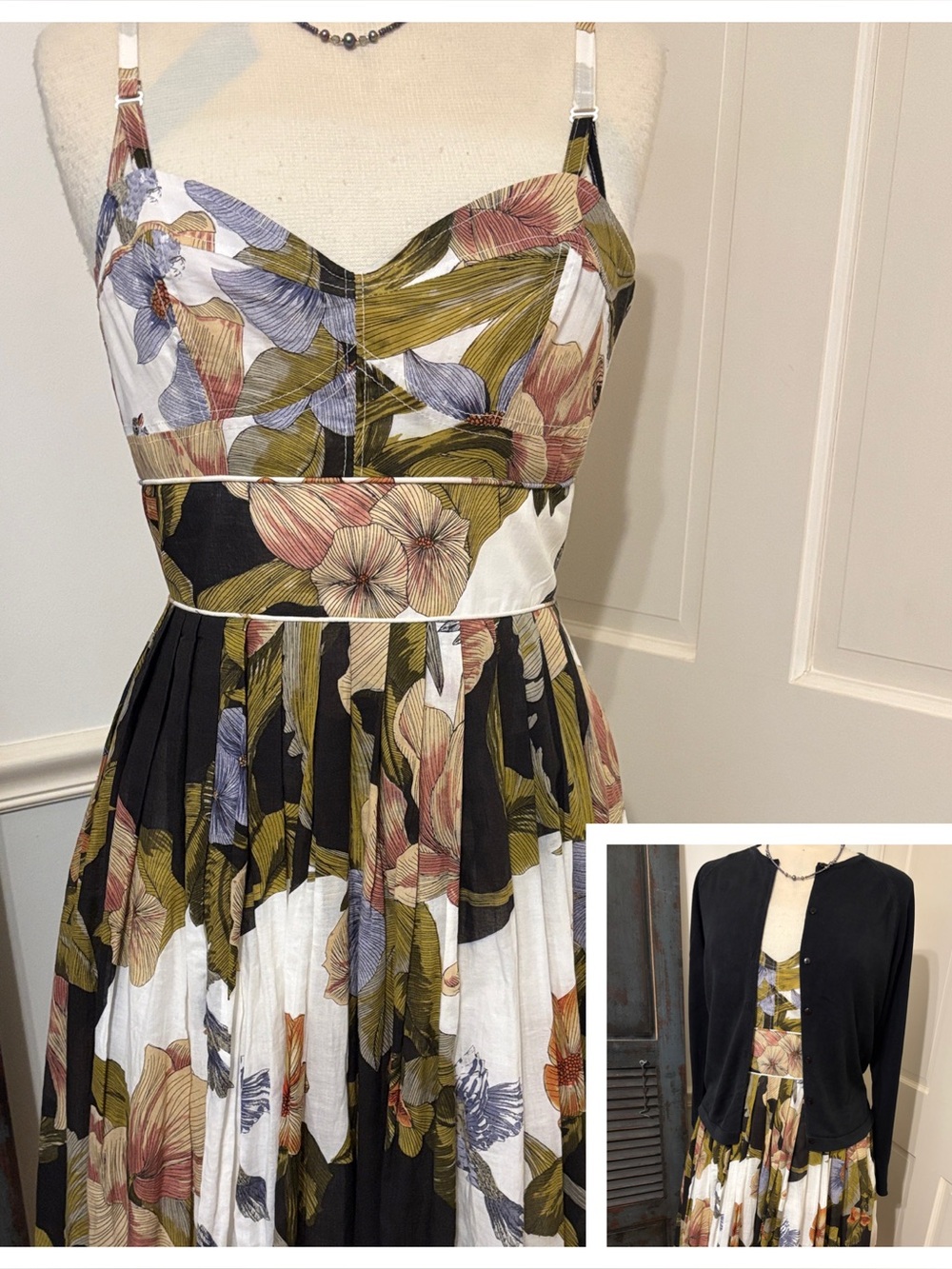 🍂 LOVELY VINTAGE INSPIRED TROPICAL PRINT DRESS🍃